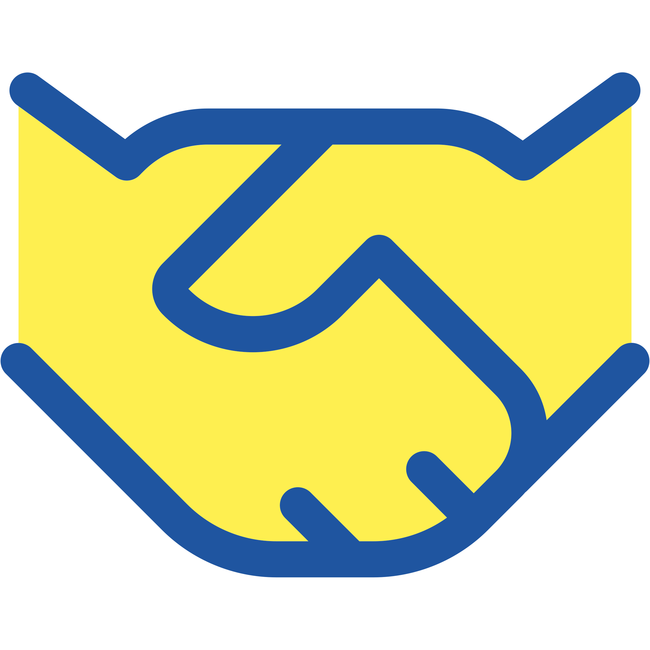 A yellow background with a blue outline of two hands shaking.