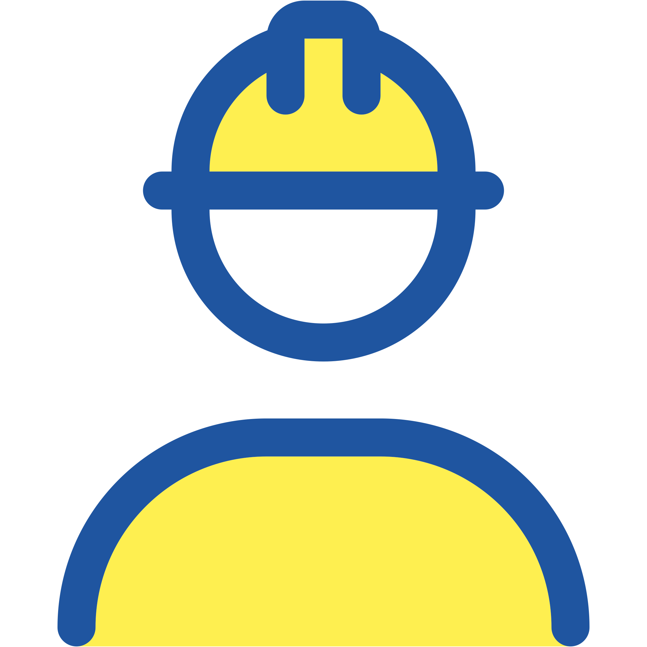 Illustration of a construction worker wearing a yellow hard hat and safety vest.