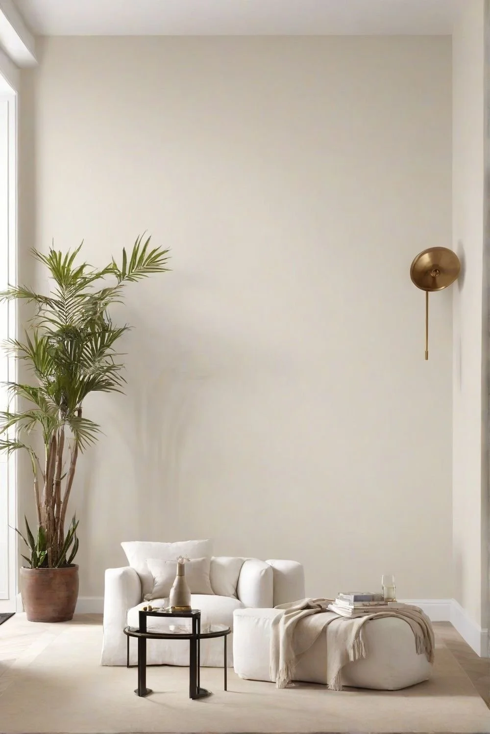Light paint colour used on interior walls to create a bright and spacious feel in a home