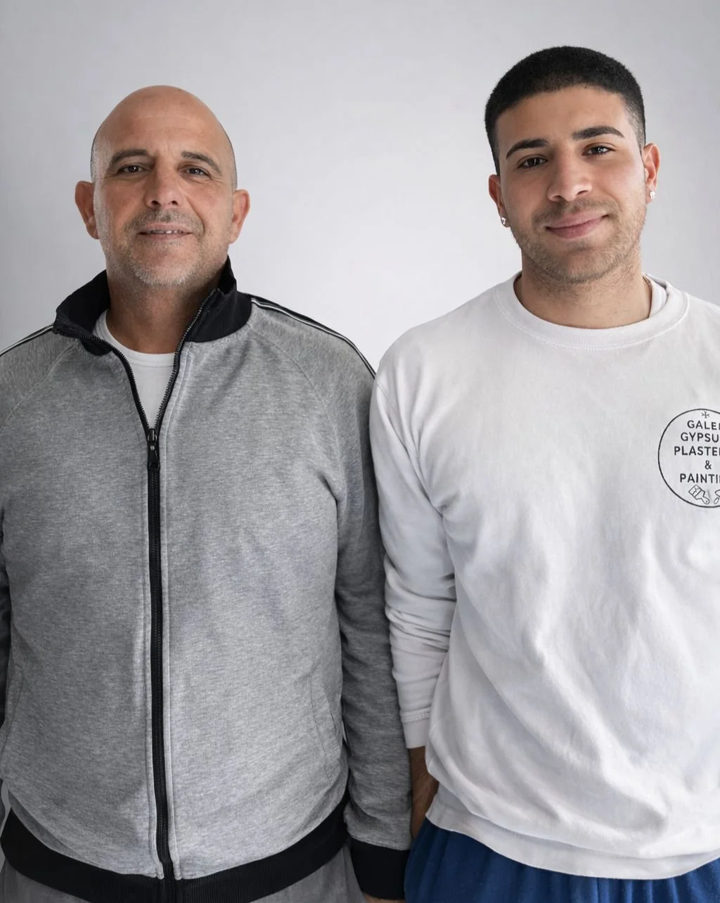 Mark and Dwayne from Galea Gypsum, Plastering and Painting, a family-run gypsum, plastering, and painting team based in Malta