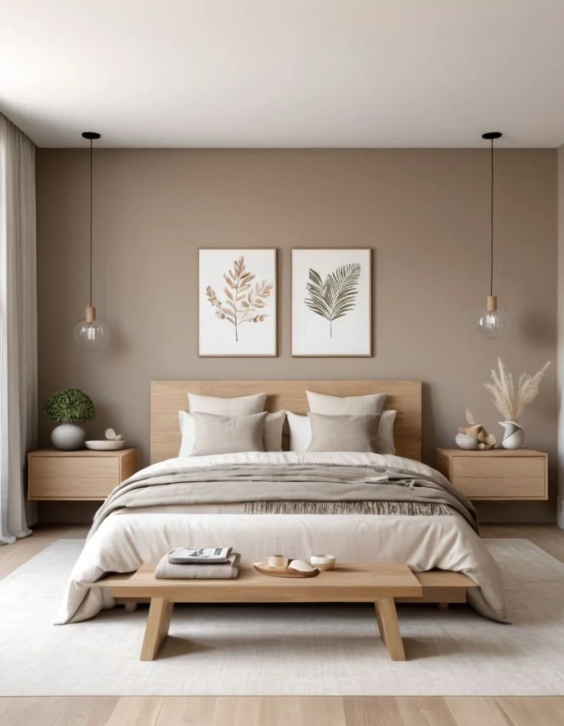 Living room accent wall painted in a contrasting colour for a modern interior