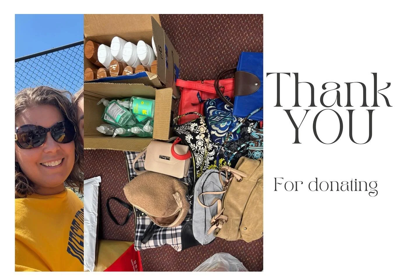 Thank you Jen for Sanitizers, body- wash and beautiful purses we are beyond grateful for your continued generosity and support for those in need ❤️