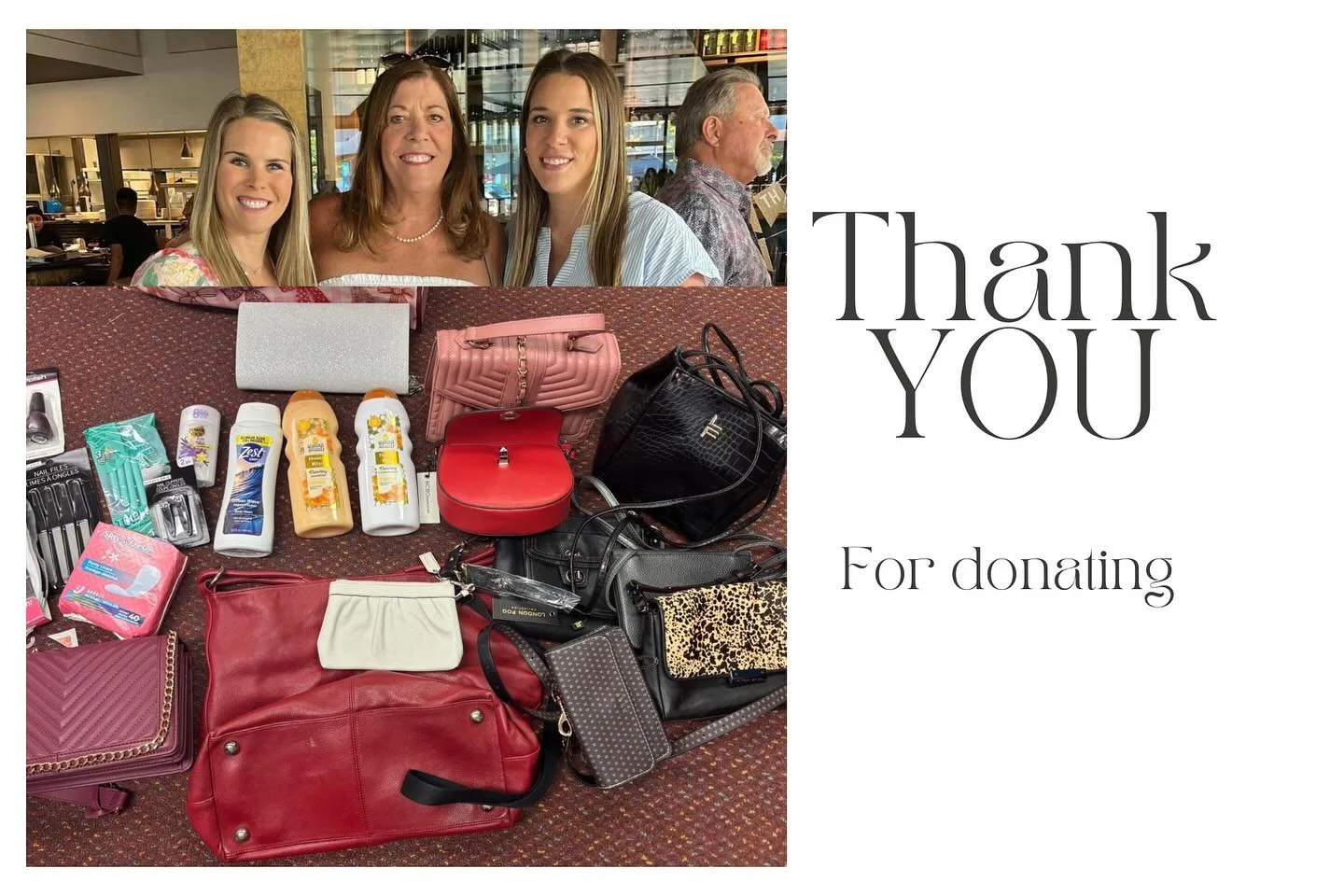 Thank you Livia  and Lauren for so many items ! We appreciate your support and love for these women in need thank you for being part of this giving community!