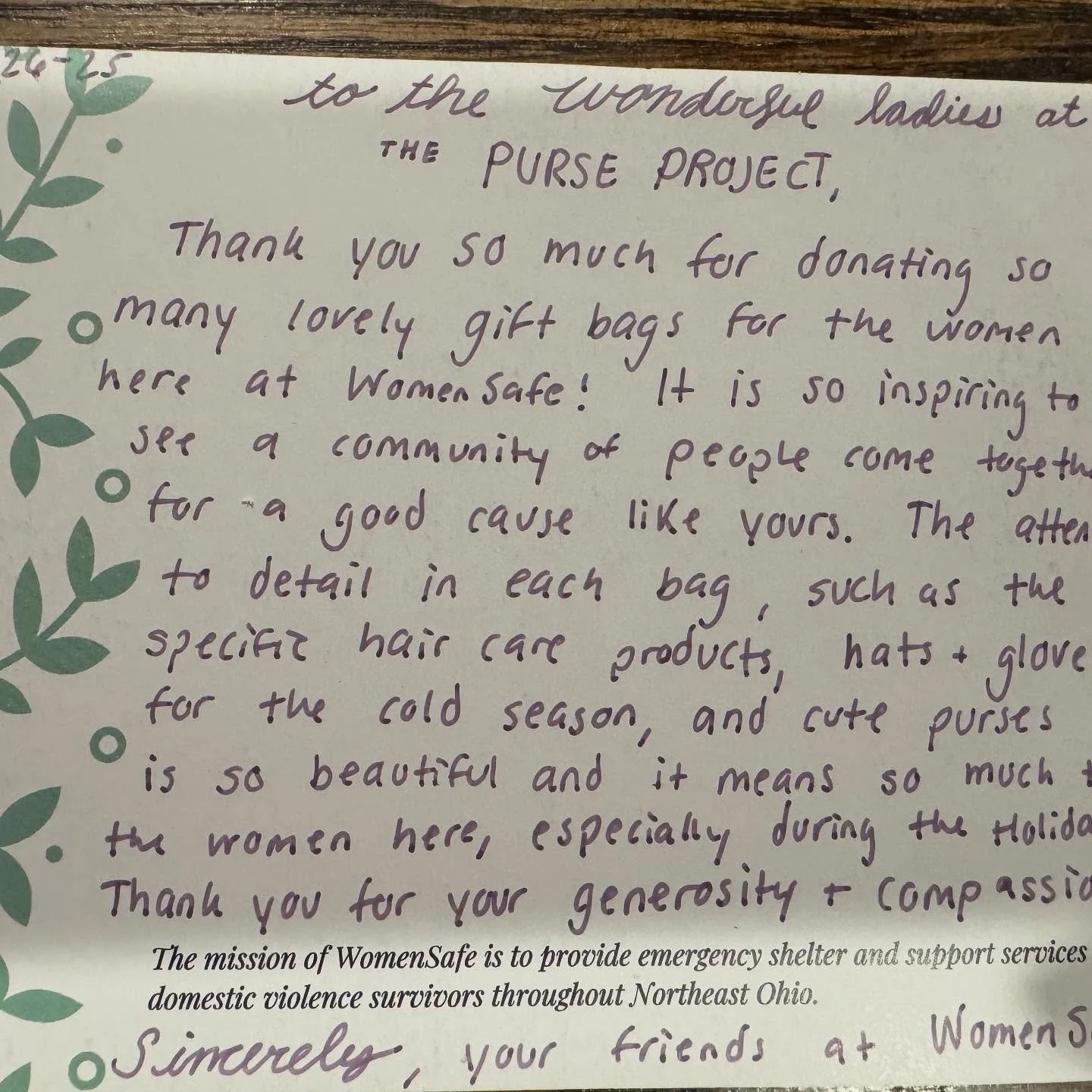 A Thank You from WomenSafe Geauga to all those that supported the Purse Project ❤️