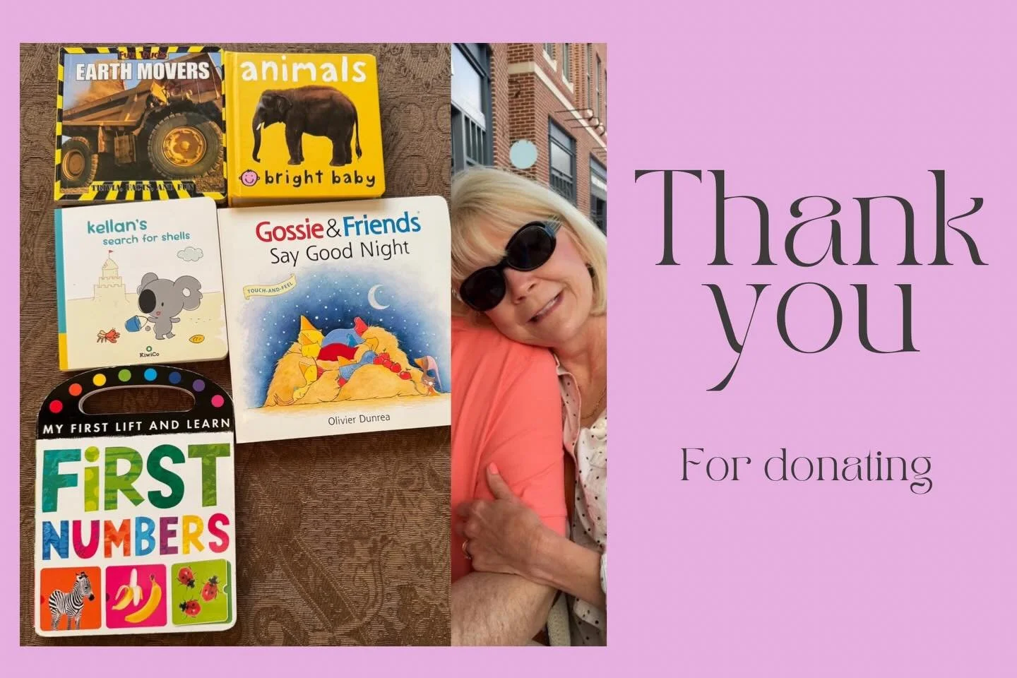 Thank you Yvonne for all these amazing board books! What a great donation to help these kiddos 💗