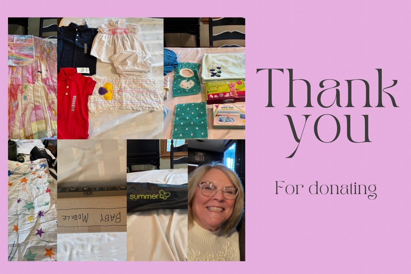 Thank you Dottie ! So many awesome items! Bedding, clothes and so much more! What a blessing you are to so many !