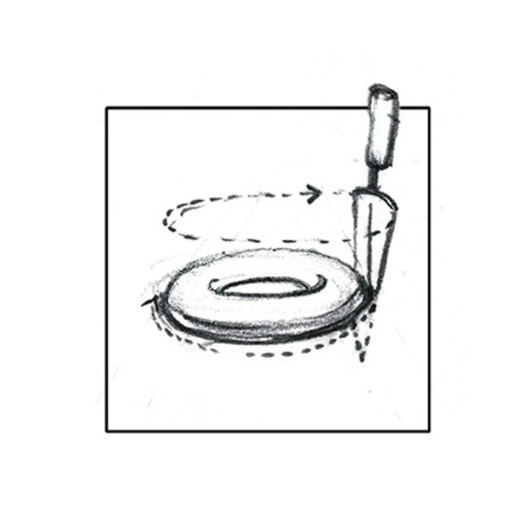 Use the ring to mark the size hole to dig.