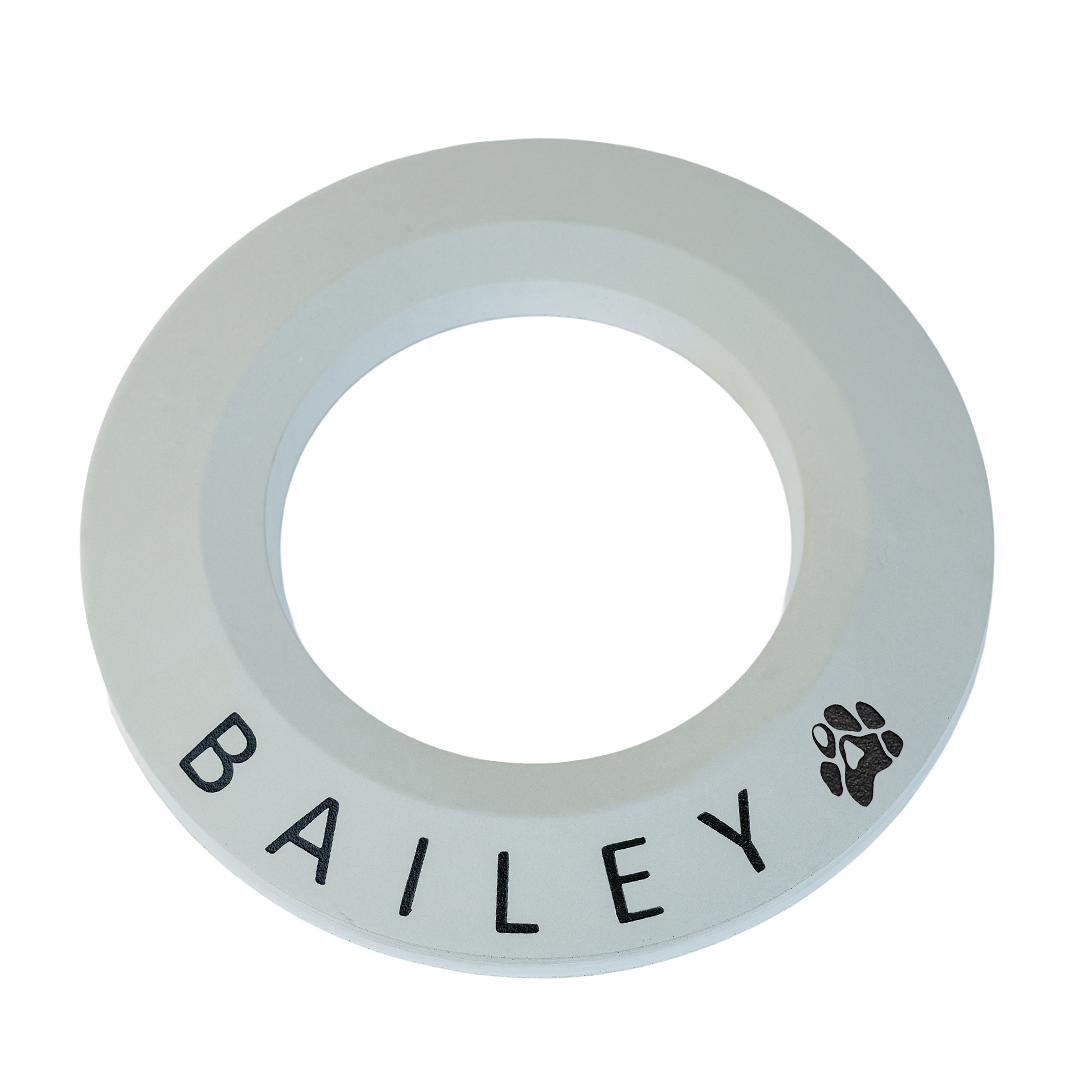 RememberRing memorial ring with painted engraving and custom paw print design