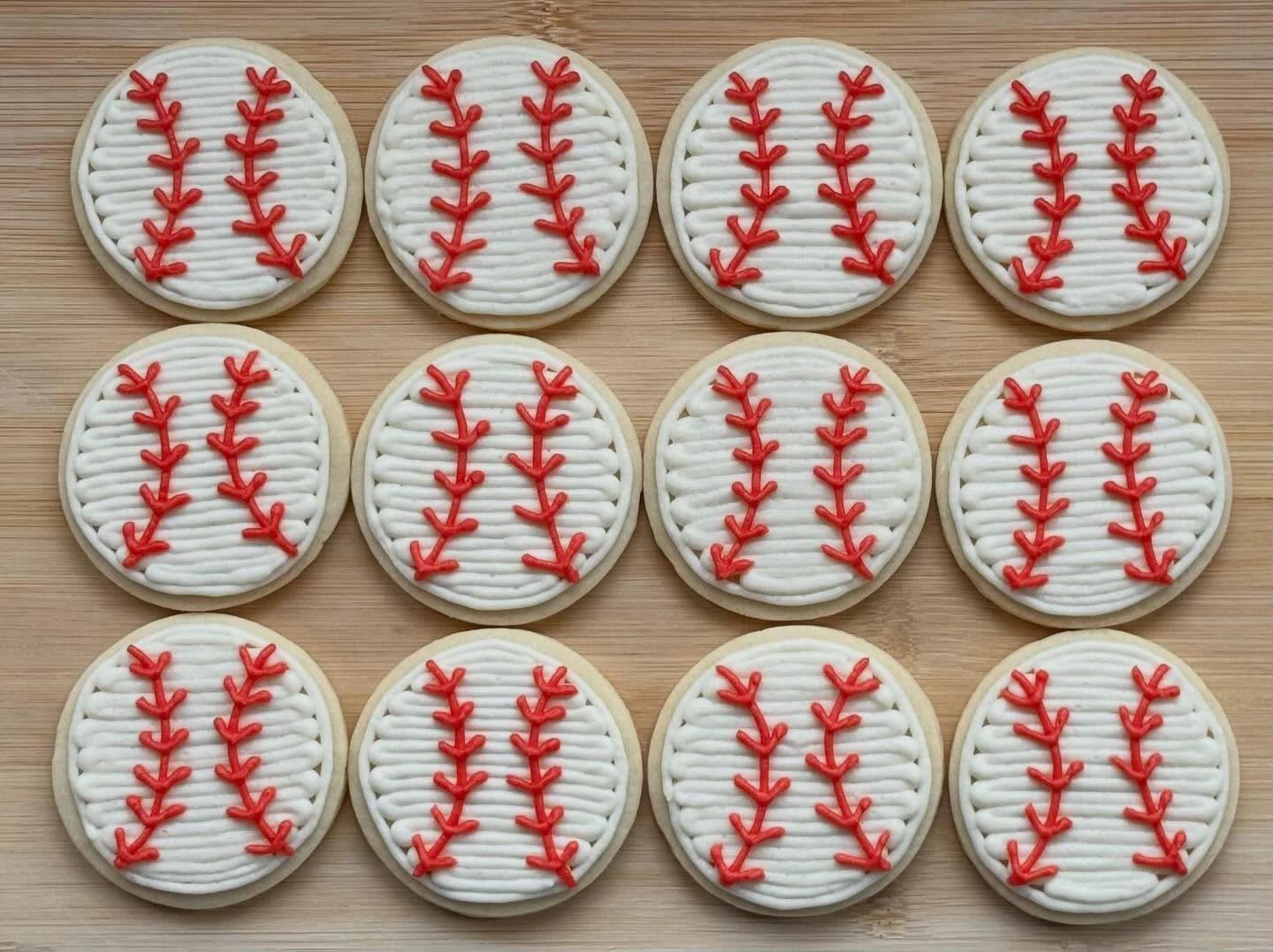 A birthday &amp; baseball kind of day ⚾️

Classic sugar cookies with vanilla buttercream, made for a celebration happening right alongside practice. 

Made to share and add a little extra joy to an already special day 🤍