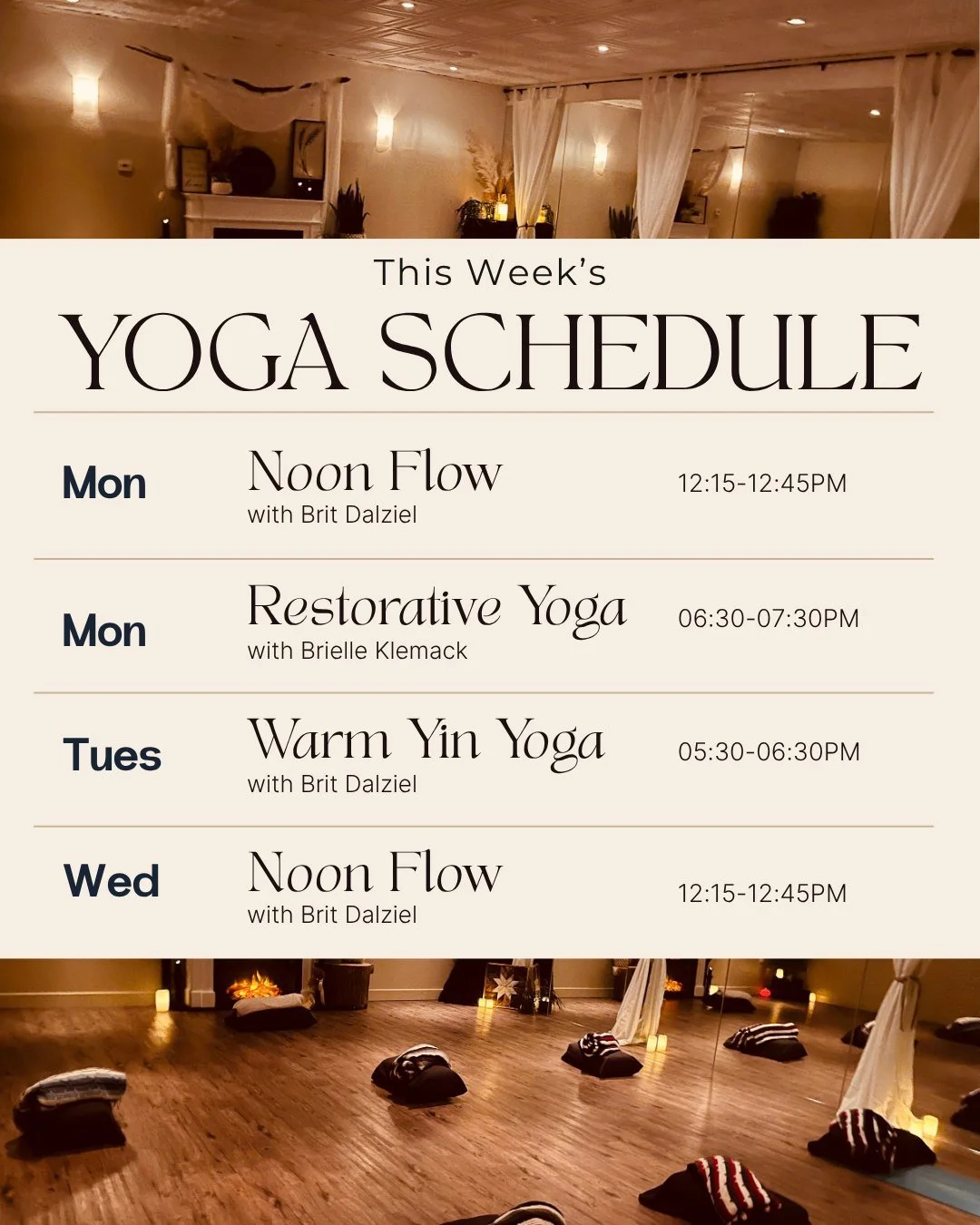 This Week at Lotus Tree 🌿

Take a little time for yourself &mdash; stretch, breathe, and reset with us in the studio this week.

Sign up online or call us to save your spot!