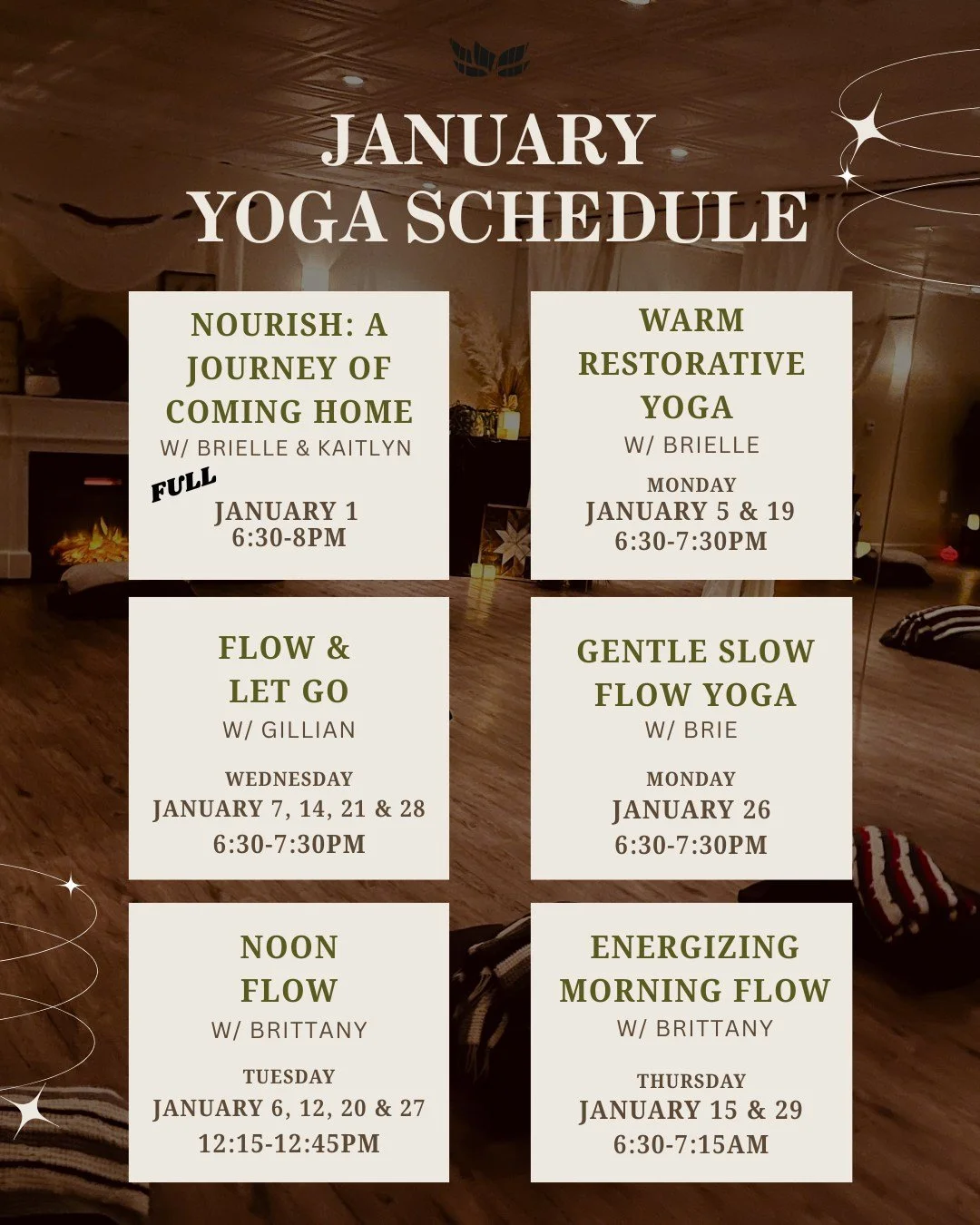 Our January yoga schedule is live, and we&rsquo;re excited to welcome two new classes to help you move into 2026 feeling grounded and strong.
🧘&zwj;♀️ Flow &amp; Let Go with new instructor Gillian
🌞 Energizing Morning Flow with Brit

Join us on the