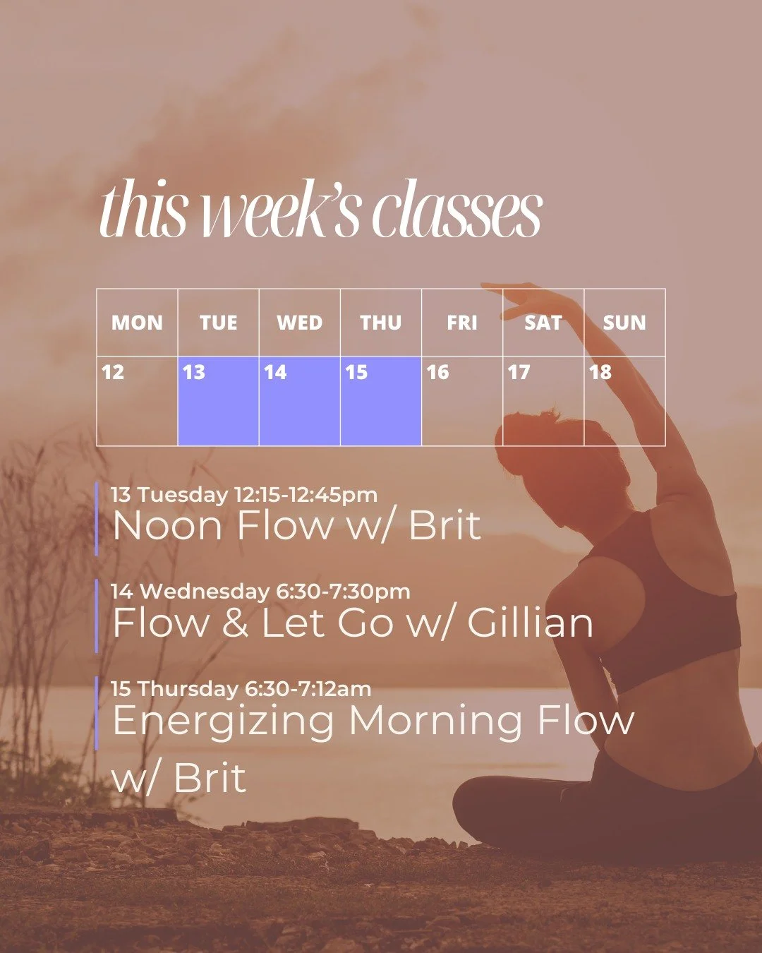 Here are this week's classes - book now at lotustree.ca