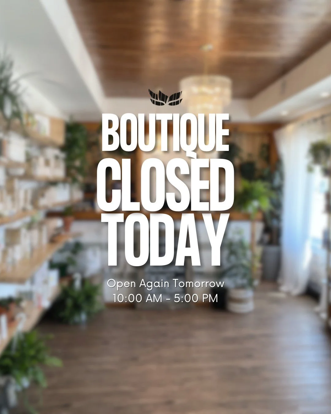 Boutique will be closed today, Tuesday Jan 20 ✨ We&rsquo;ll see you tomorrow! 🤍