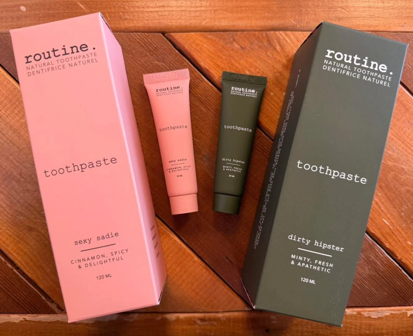 We&rsquo;ve got Routine Toothpaste in two iconic flavours: Sexy Sadie + Dirty Hipster 😏

Clean ingredients, a smooth feel, and that fresh-from-the-dentist vibe &mdash; without the harsh stuff.

Available in full size + travel minis so you can keep t