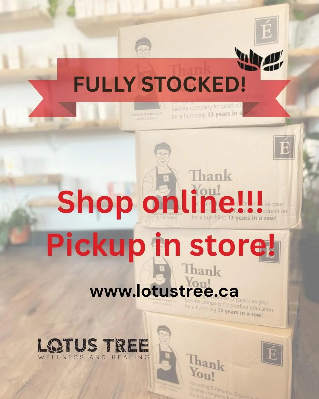Shopping local is just as easy 🤍

Skip the big box stores and shop online with us at www.lotustree.ca￼ &mdash; easy click &amp; pickup right at our store!

We are fully stocked with all your favourite products and wellness essentials ✨

Support smal