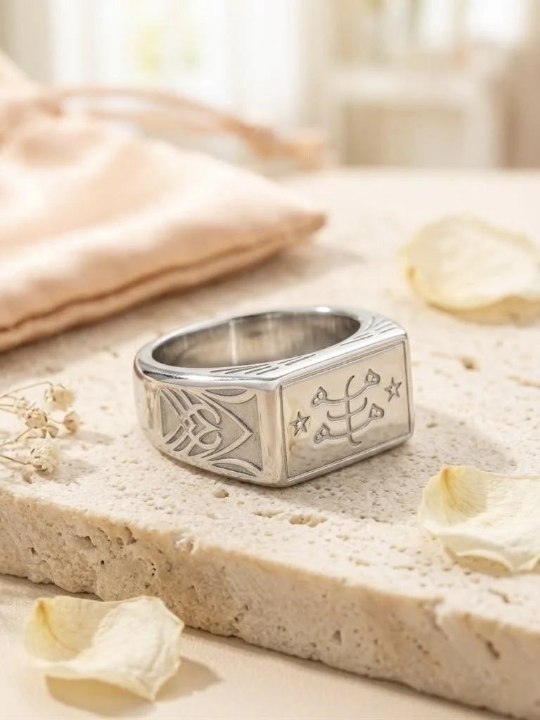 Lotus ring - Bahá’í Ringstone (Silver)