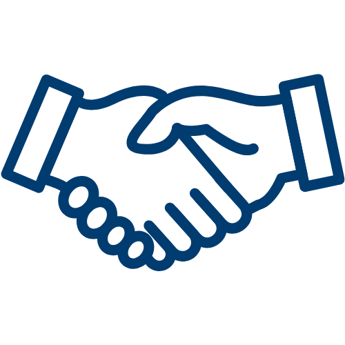Illustration of two hands shaking, representing agreement or partnership.