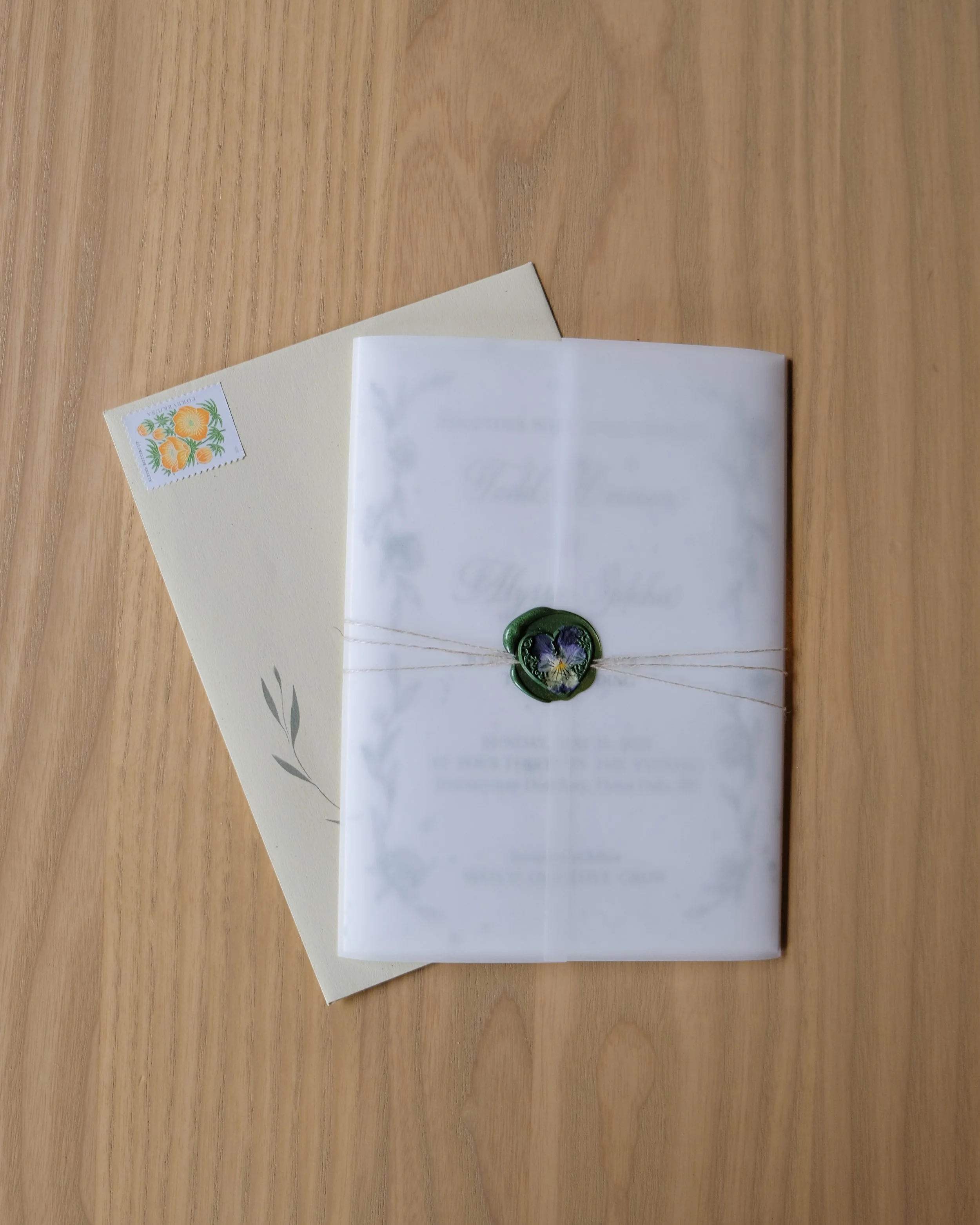 A personalized stamp on wedding invitation 