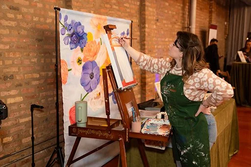 photo of artist painting