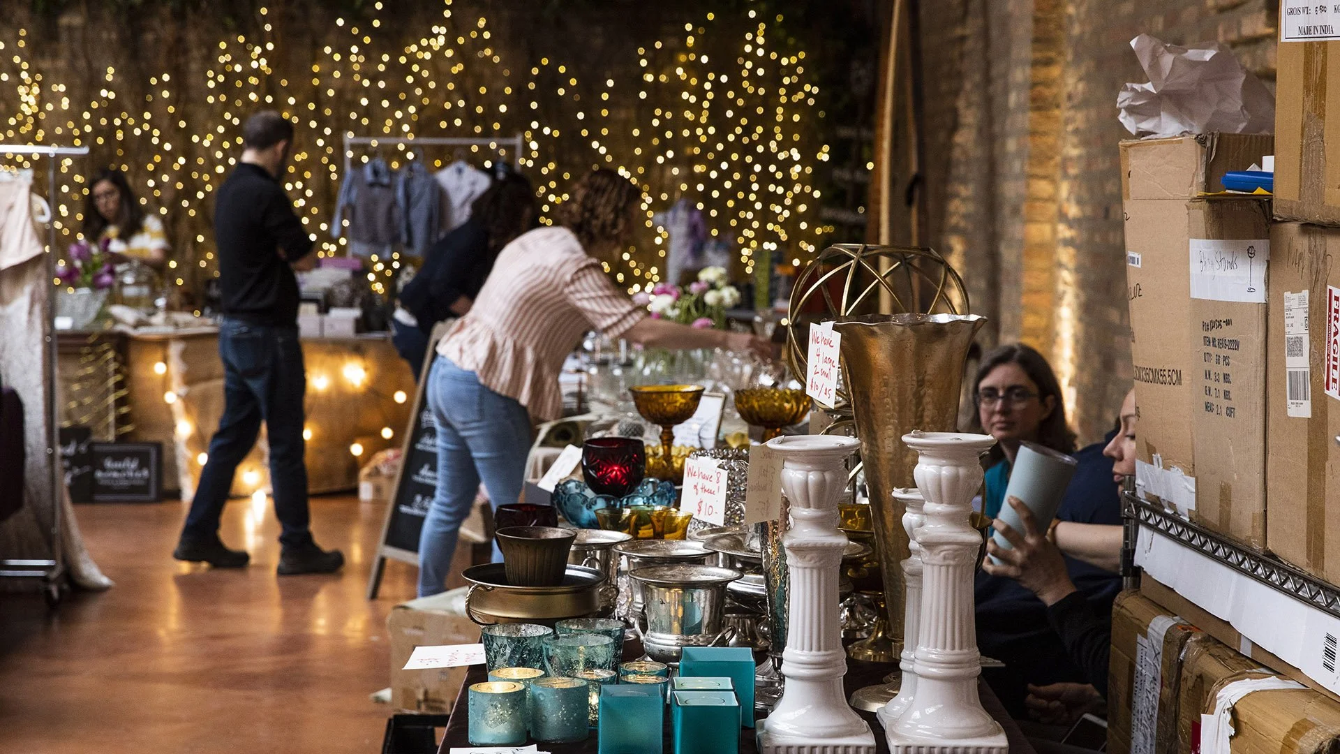 Wedding items for resale, hosted at Loft on Lake, an affordable wedding venue in Chicago