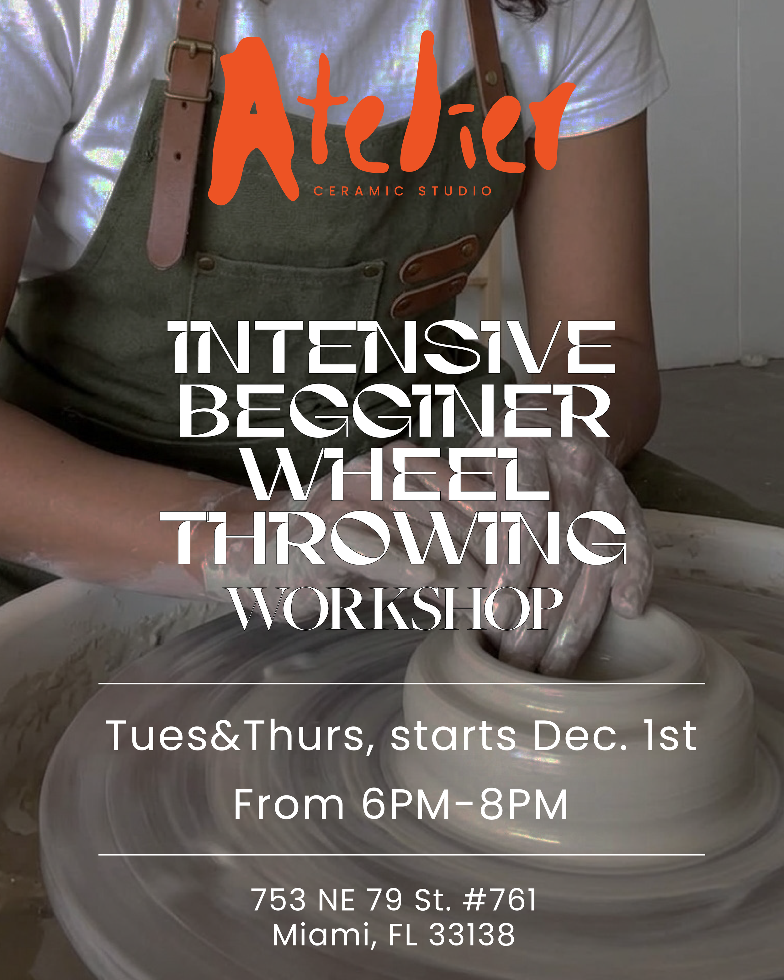 5 Session Wheel Throwing Intensive · December 1st–15th · Tuesdays & Thursdays · 6:00–8:00 PM