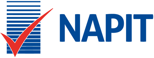 NAPIT logo featuring a stylized check mark and blue lines