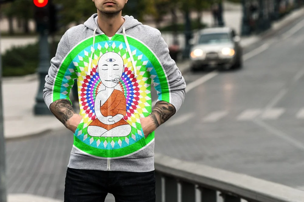 zip up hoody with graphics