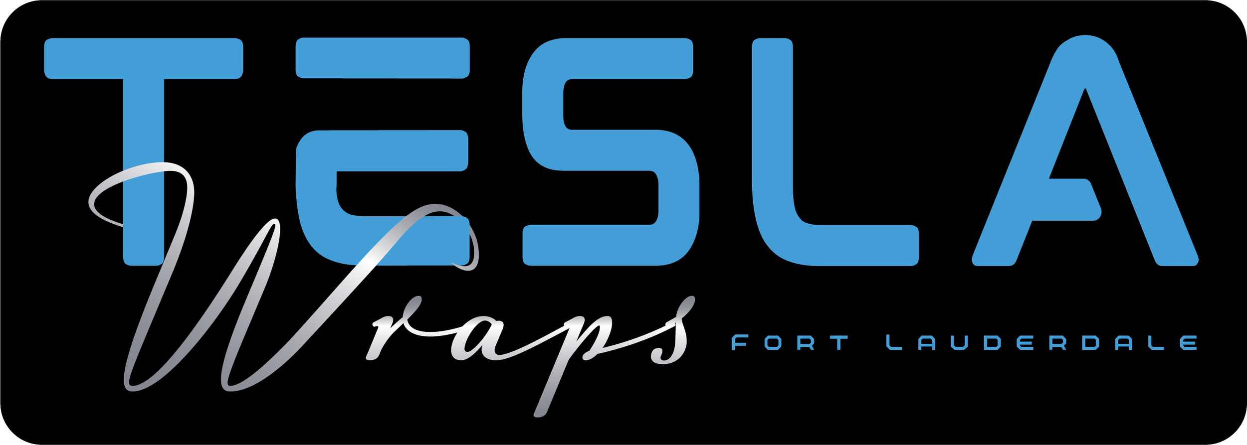 Logo for T&J Transportation in Fort Lauderdale with blue and white text on black background.