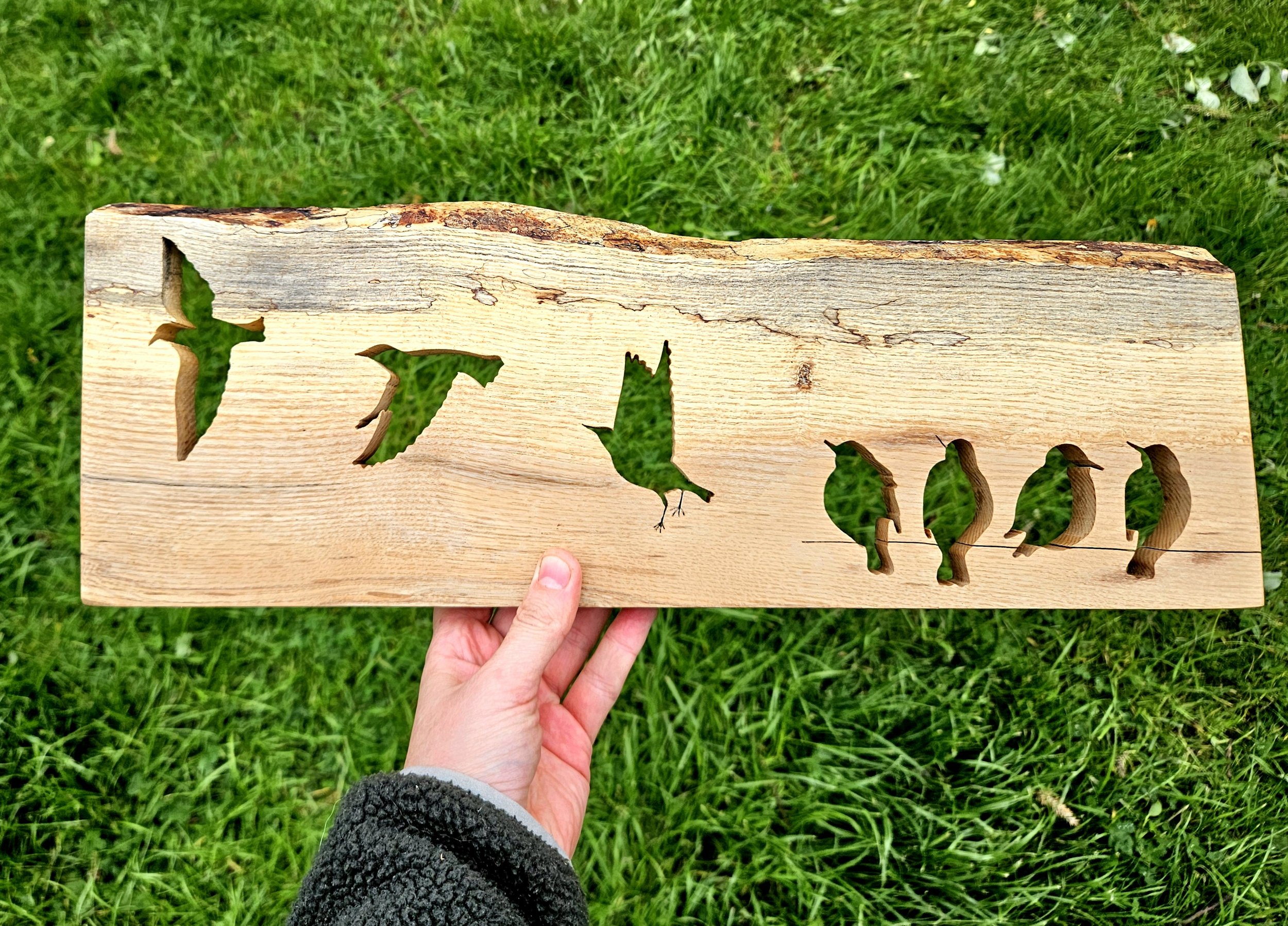 Starling Silhouettes — Handcrafted Scottish Wood Original Art