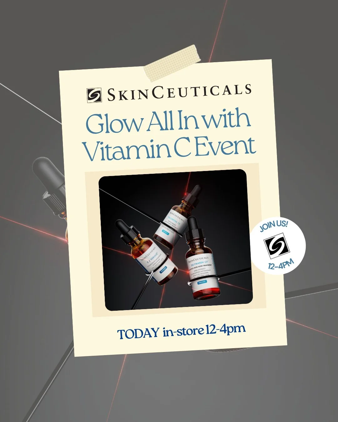 Let's get our ✨️ G L O W ✨️ on today with @skinceuticals!  Join us for the Vitamin C event, featuring:⁠
⁠
✨️CE Ferulic⁠
✨️ Phloretin⁠
✨️ Silymarin⁠
⁠
Learn how these amazing products can help you in your anti-aging efforts.  Take care of your skin wi