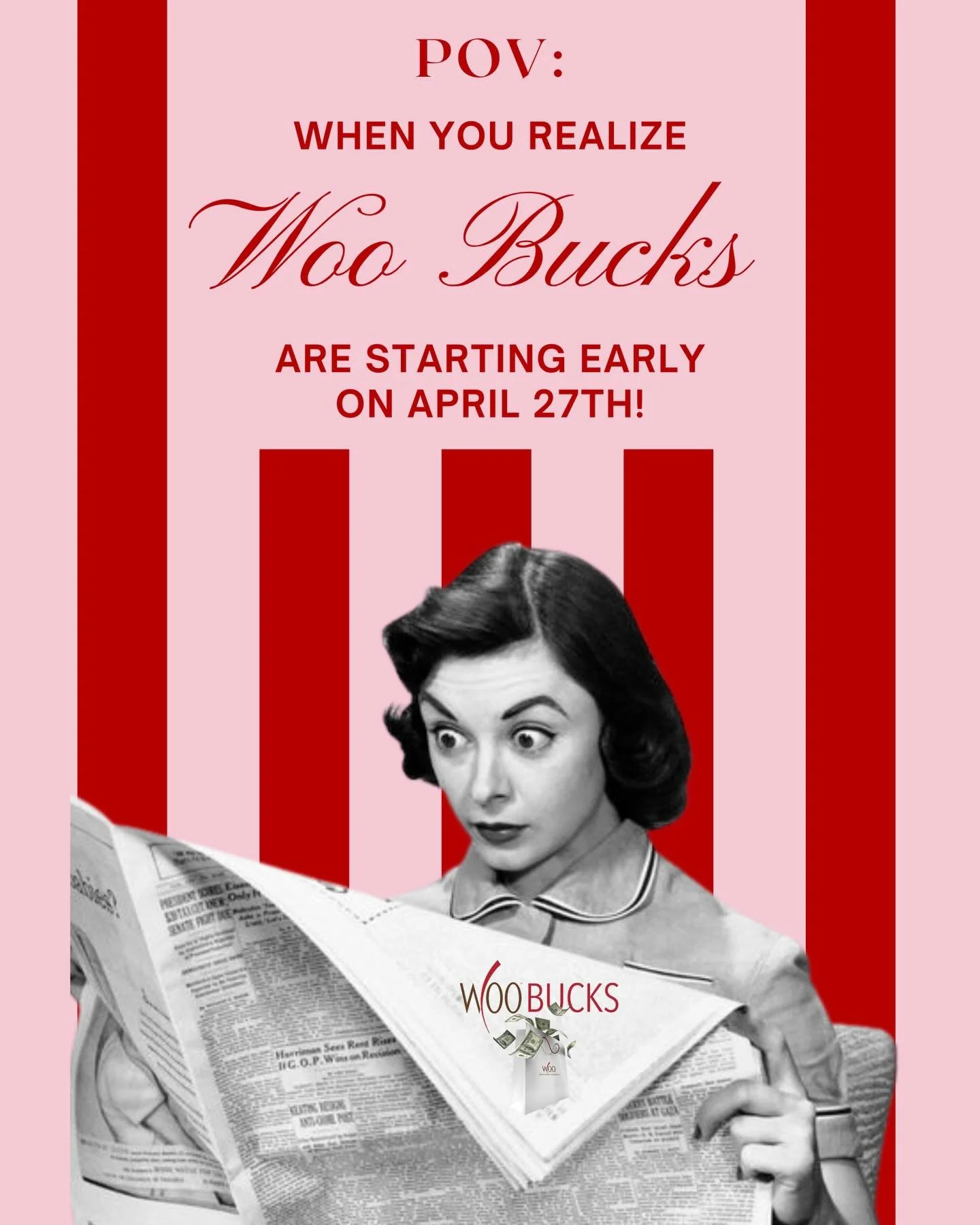POV: Woo Atlanta just made your Monday a whole lot better💋⁠
⁠
💋 STARTING TODAY 🚨⁠
Woo Bucks are here early &hellip; and you&rsquo;ll want in. From now through the end of May, earn 10% back in Woo Bucks on every dollar you spend to use in June. Thi