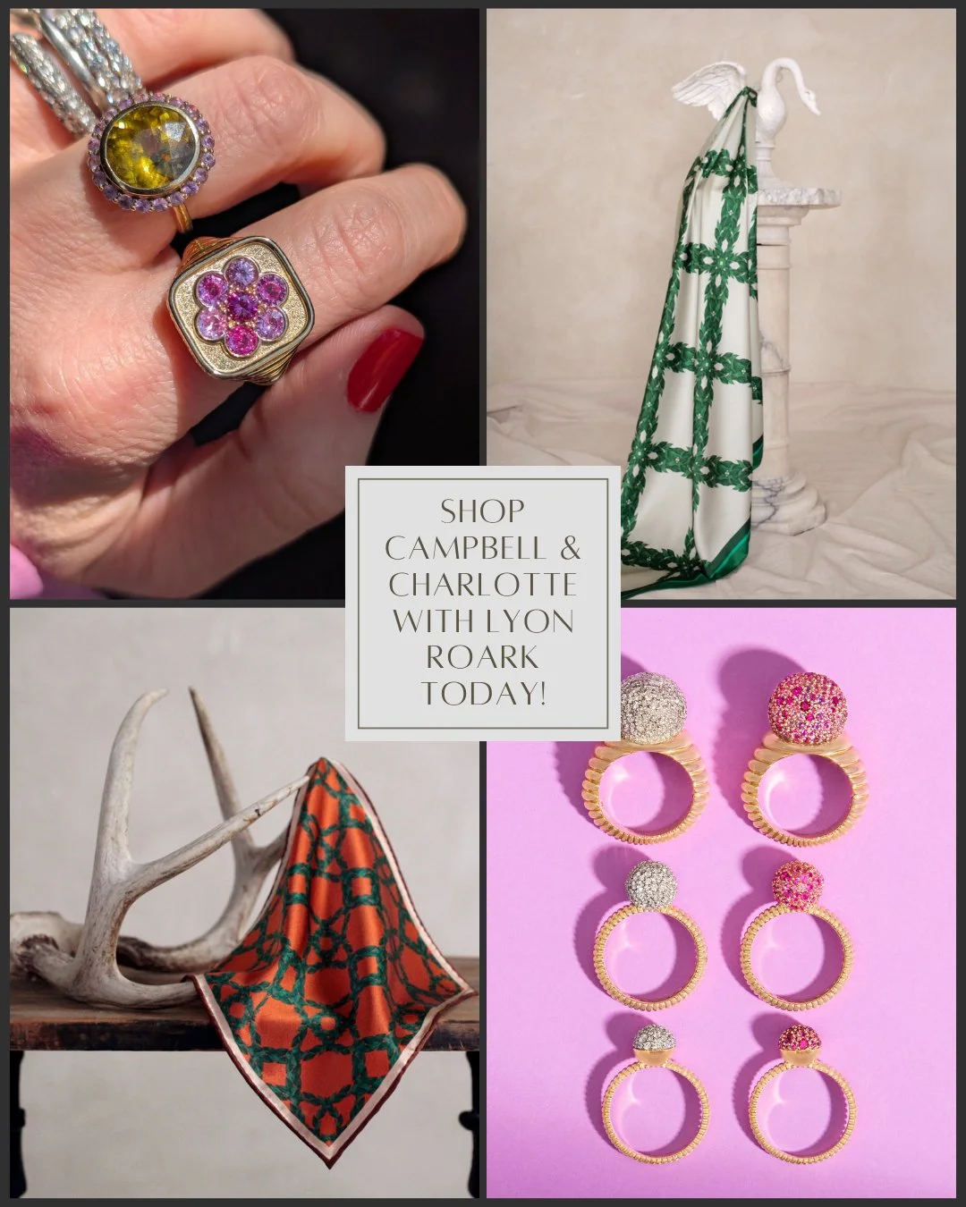 SHOP!  Because what else are you going to do on a rainy ☔️day? ⁠
⁠
Join us today and tomorrow for this spectacular shopping event with Campbell &amp; Charlotte and Lyon Roark ✨️⁠
⁠