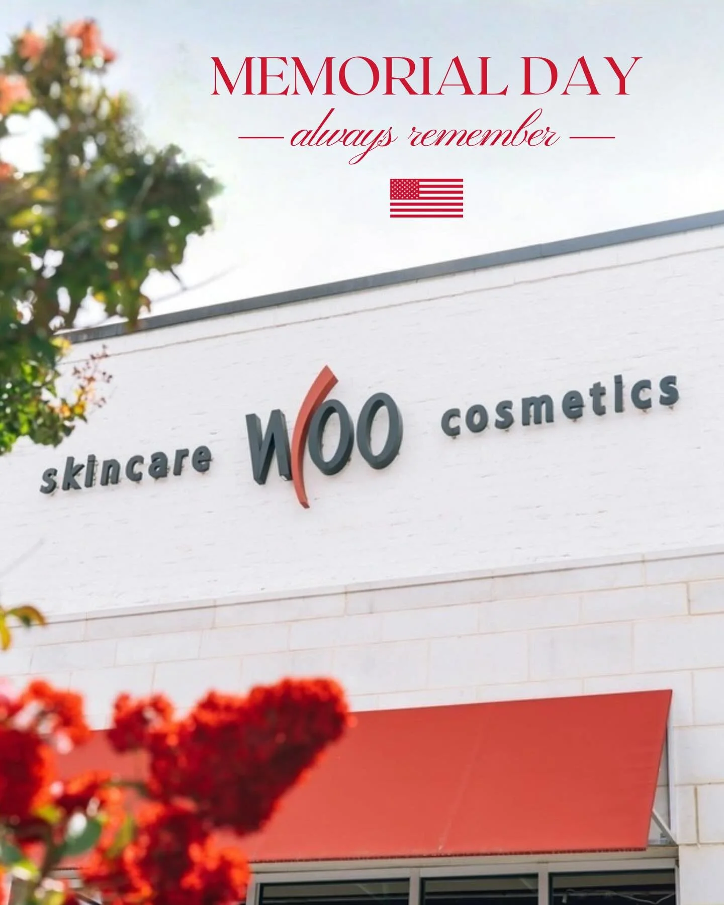 Wishing everyone a safe and restful Memorial Day Weekend 🤍⁠
⁠
We hope your weekend is filled with sunshine, time with loved ones and a little extra rest to kick off summer ☀️⁠
⁠
A reminder that all Woo locations will be closed on Memorial Day so our