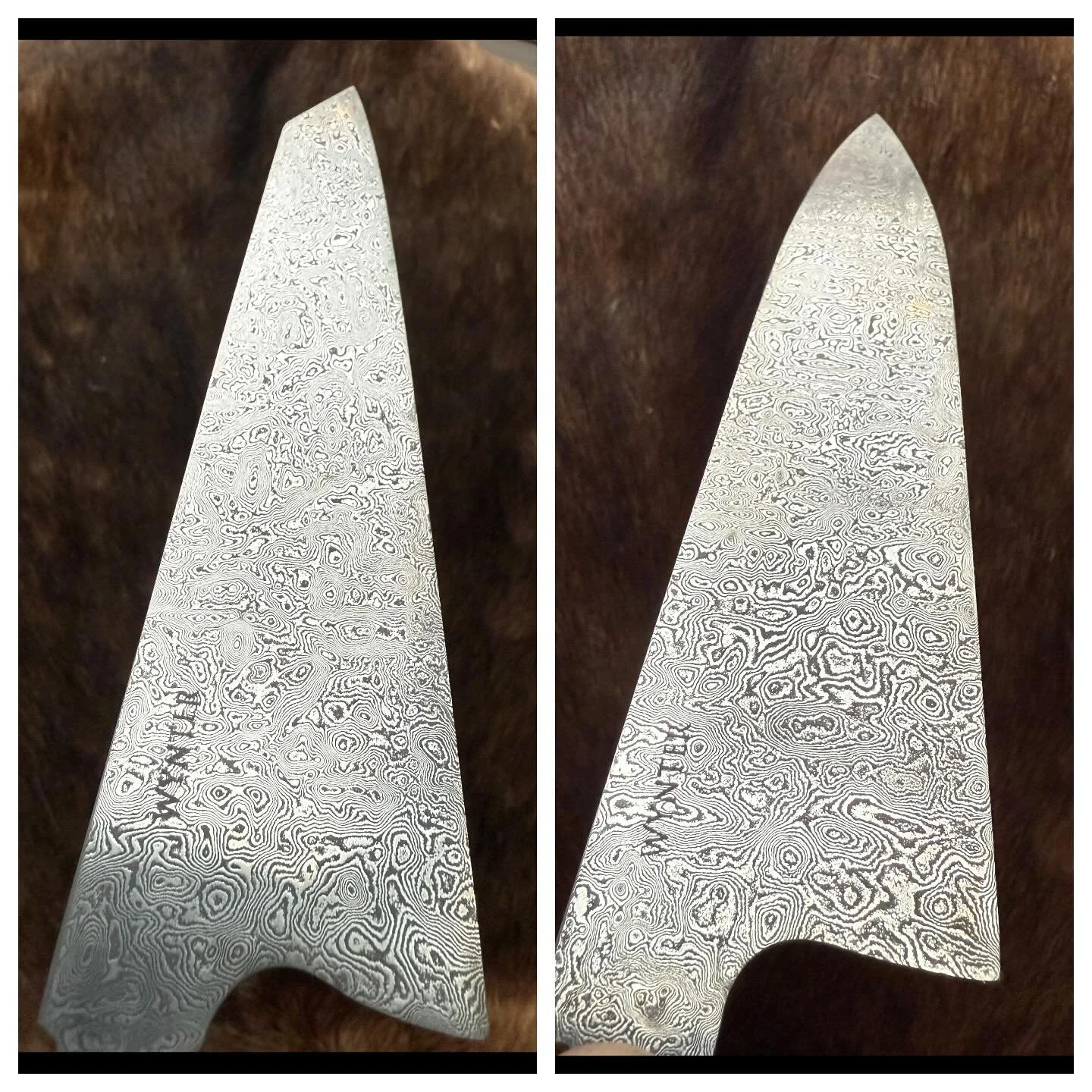 Work in progress. 192 layer Damascus Gyuto and Santoku.

#damascus #damascussteel #gyuto #santoku #chef #chefknife #forge #foodprep #cheftools #kitchenknives