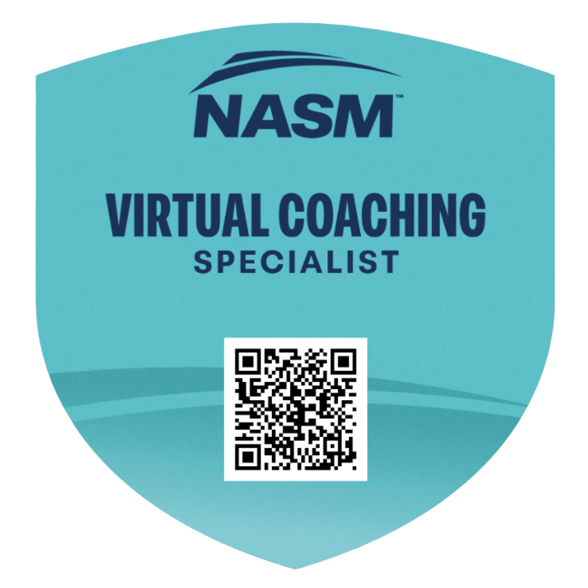 Badge from the National Academy of Sports Medicine showing Tim Earley's specialization in Virtual Coaching.
