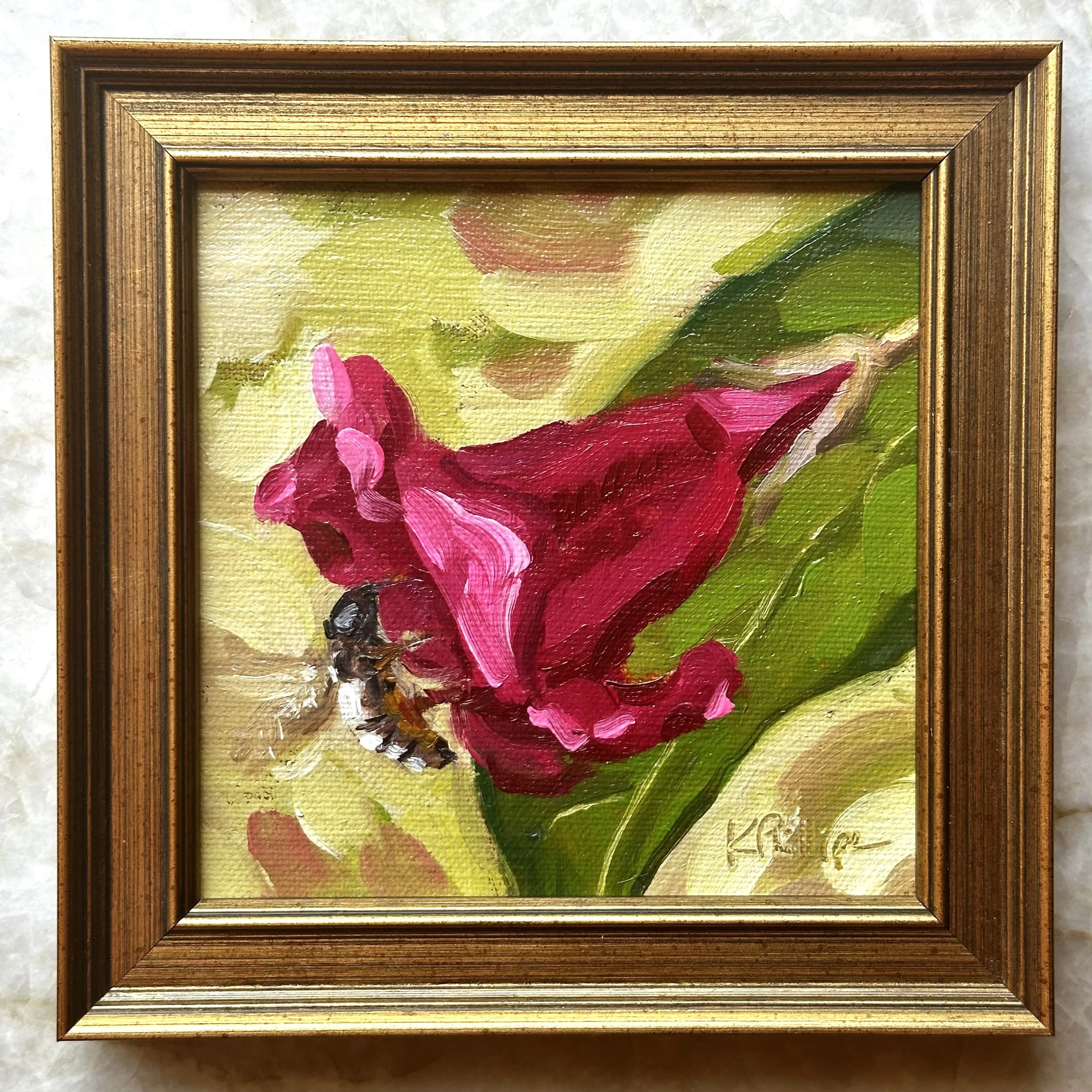 "Bee and Bloom" Original Oil Painting