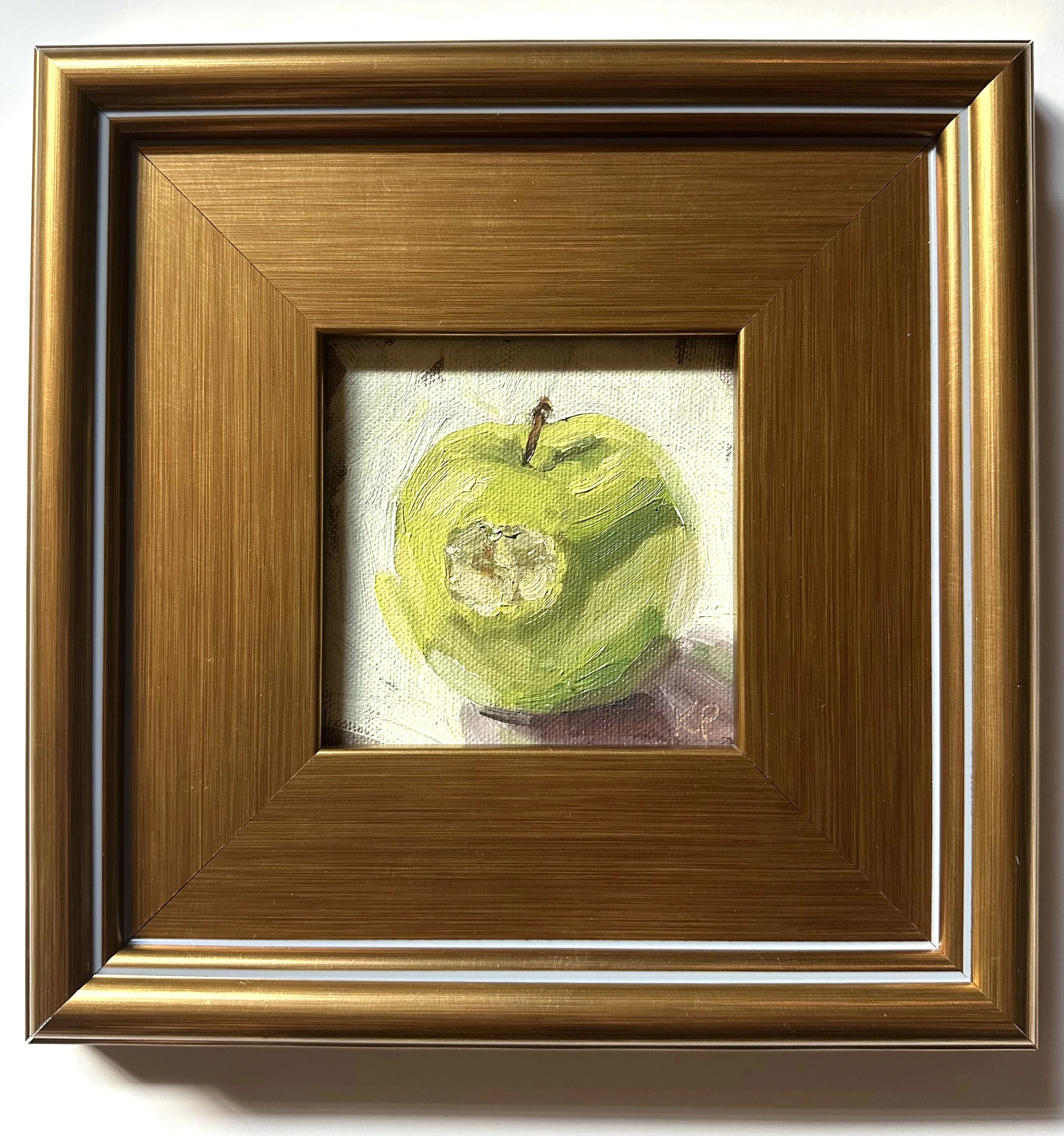 "Green Gets a Bite" Original Oil Painting