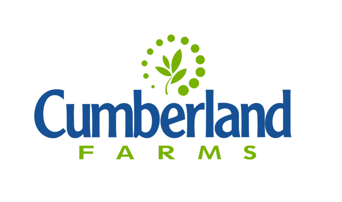 Logo of Cumberland Farms with a green plant symbol above the word "Cumberland" and the word "Farms" in green below.