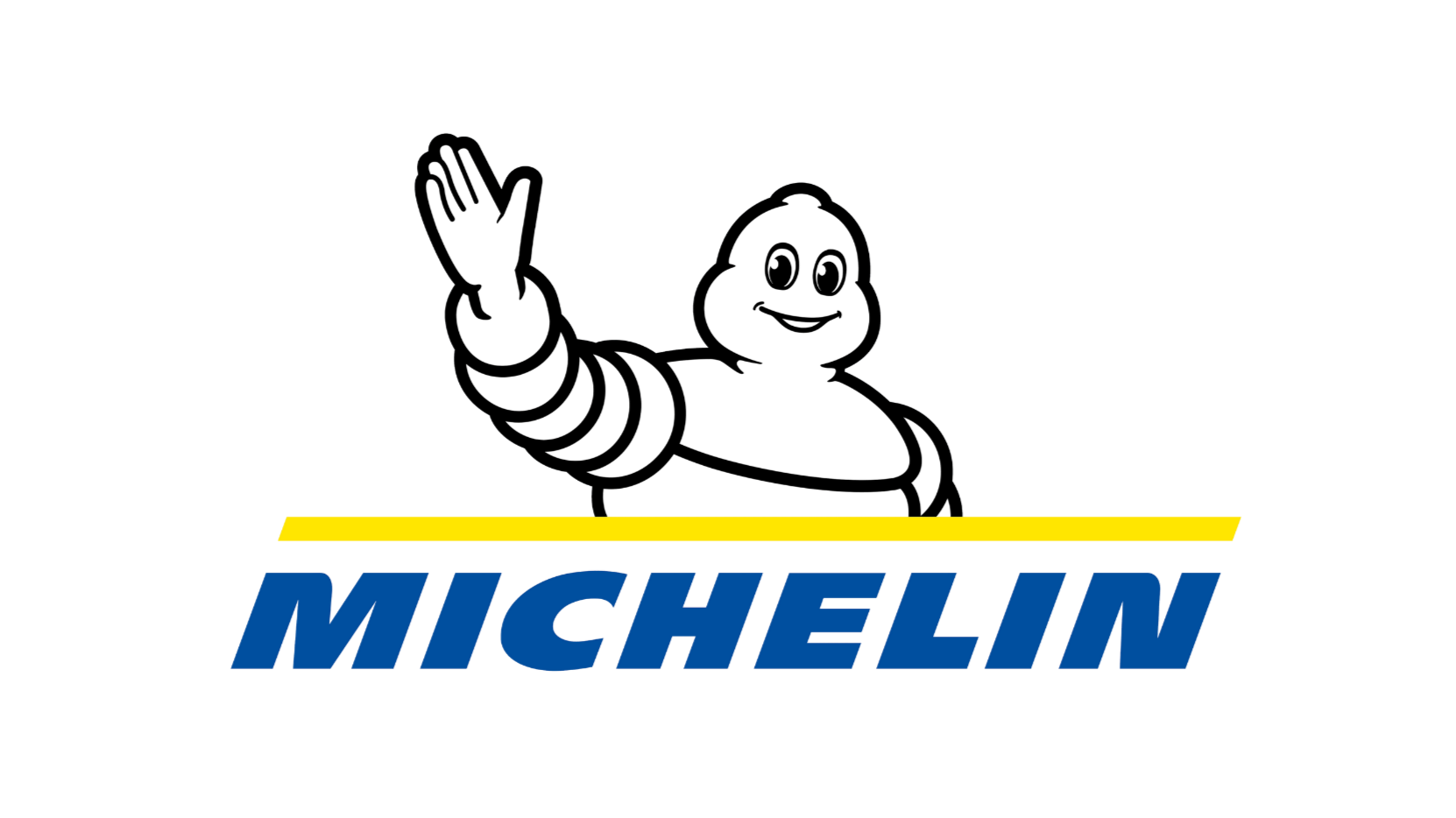 The Michelin logo featuring the Michelin Man, a white, humanoid figure made of tires, waving, with the word 'MICHELIN' in bold blue letters below a yellow stripe.