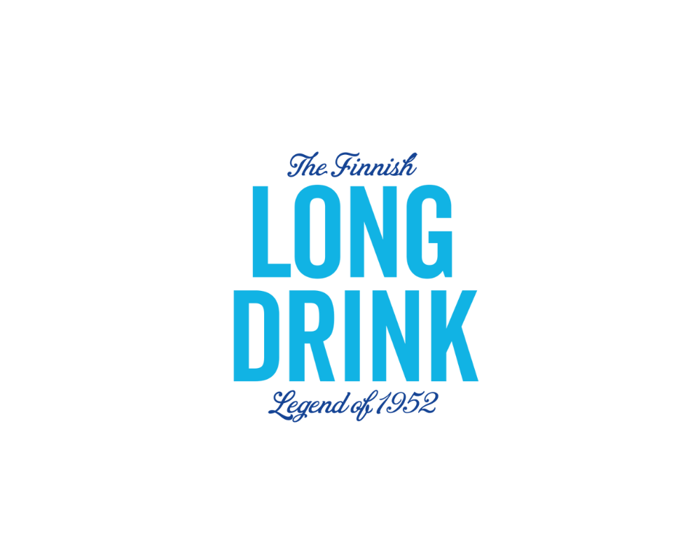 Text graphic reading 'The Famous Long Drink' with 'Legend since 1952' in smaller script, set against a black background