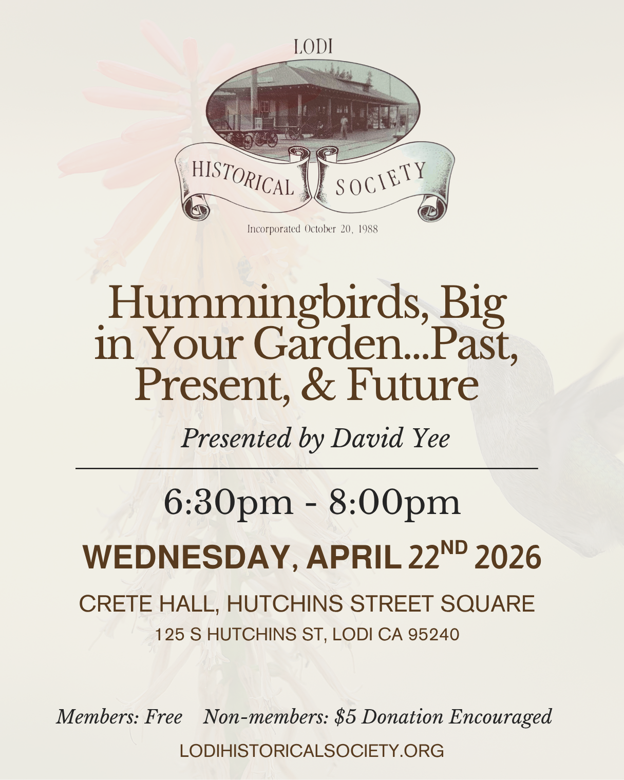 Hummingbirds, Big in Your Garden...Past, Present, &amp; Future with David Yee