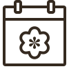Calendar icon with a flower symbol