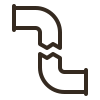 Icon of a pipe fitting or plumbing elbow joint.