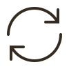 Circle with two arrows forming a loop, indicating refresh or replay