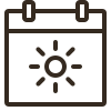Icon of a calendar with a sun symbol, indicating a sunny day or event.