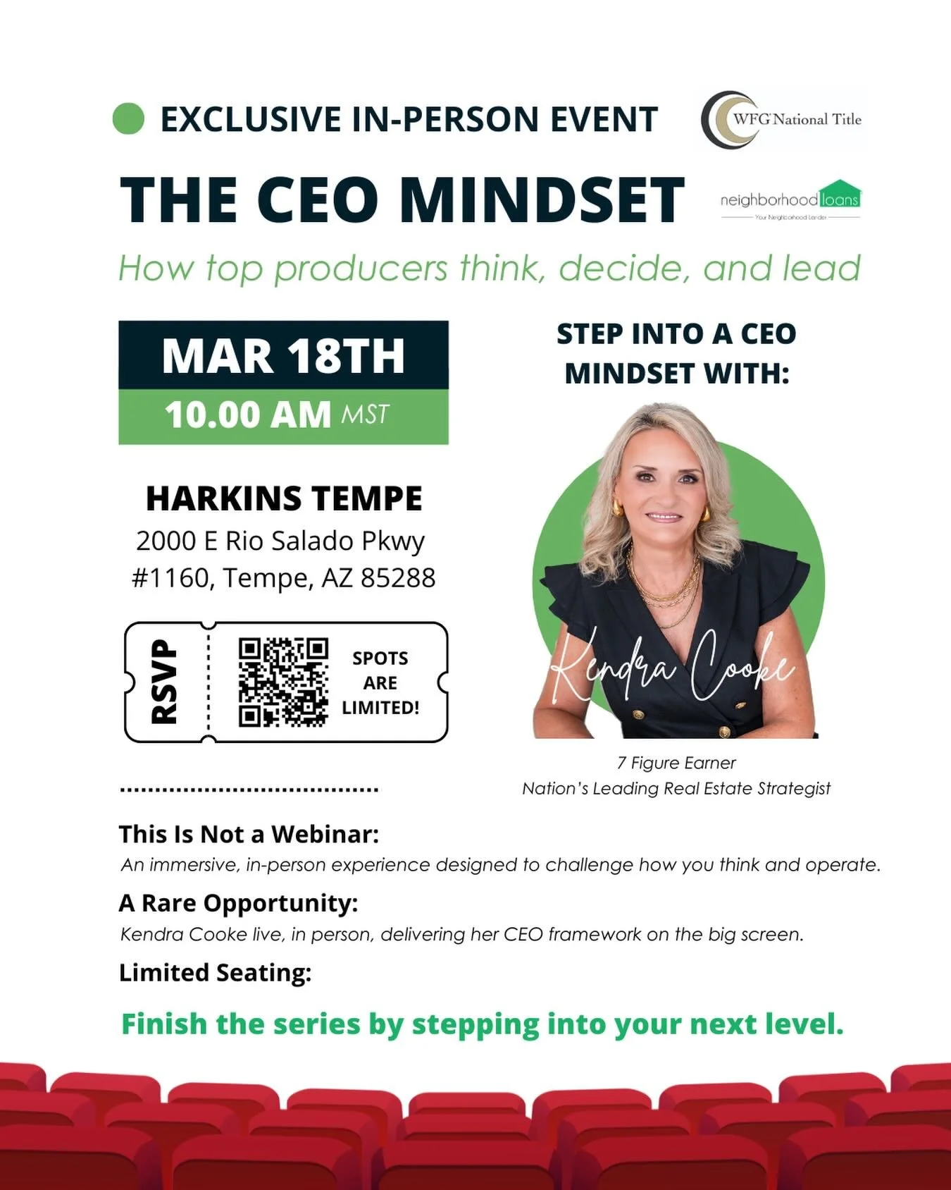 If you&rsquo;re a real estate agent in the Phoenix area and you&rsquo;re serious about leveling up this year&hellip;you might want to pay attention to this.

On March 18th we&rsquo;re bringing Kendra Cooke to Tempe for a live event called The CEO Min