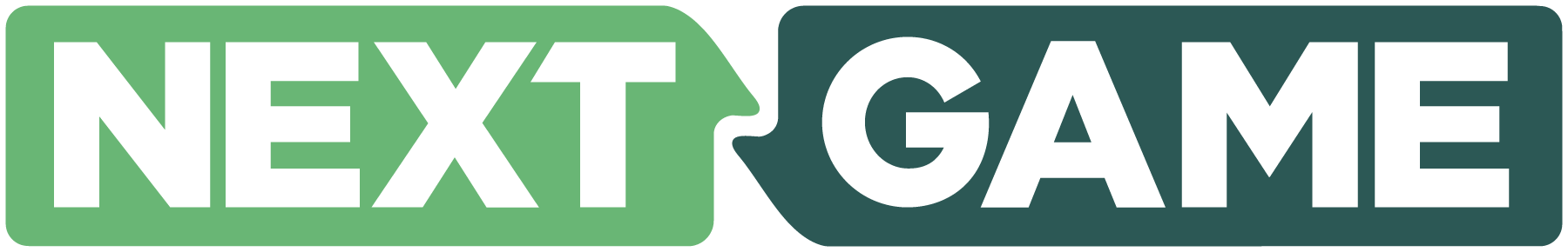 Logo with the words 'NEXT GAME' in black, surrounded by a green rectangle with rounded corners, and a dark green rectangle for the words 'GAM'.