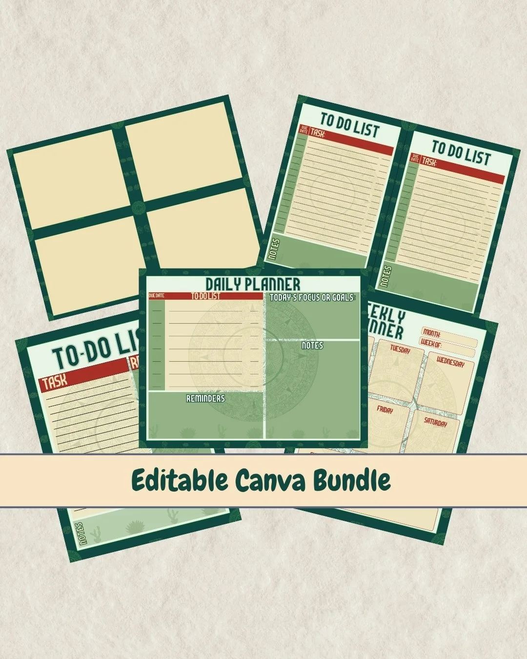 Raíces Mexican Inspired Editable Canva Planner Bundle