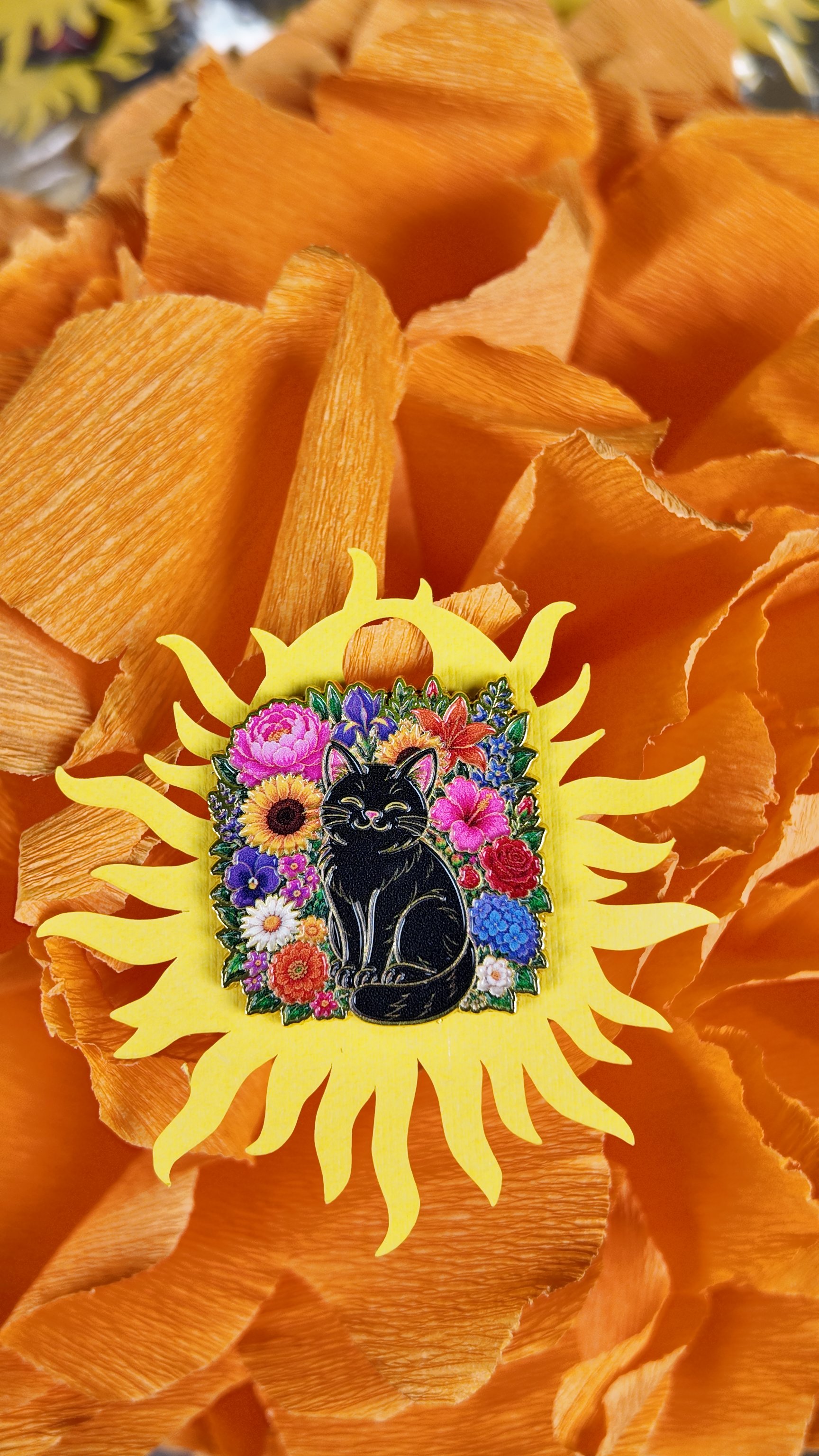 Black cat floral