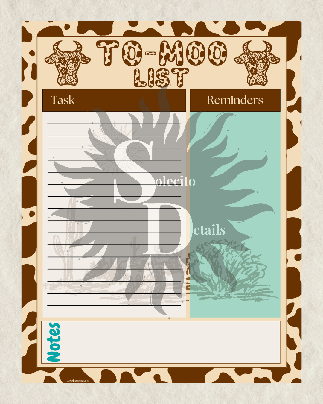 Editable Western Cow Canva to-do lists